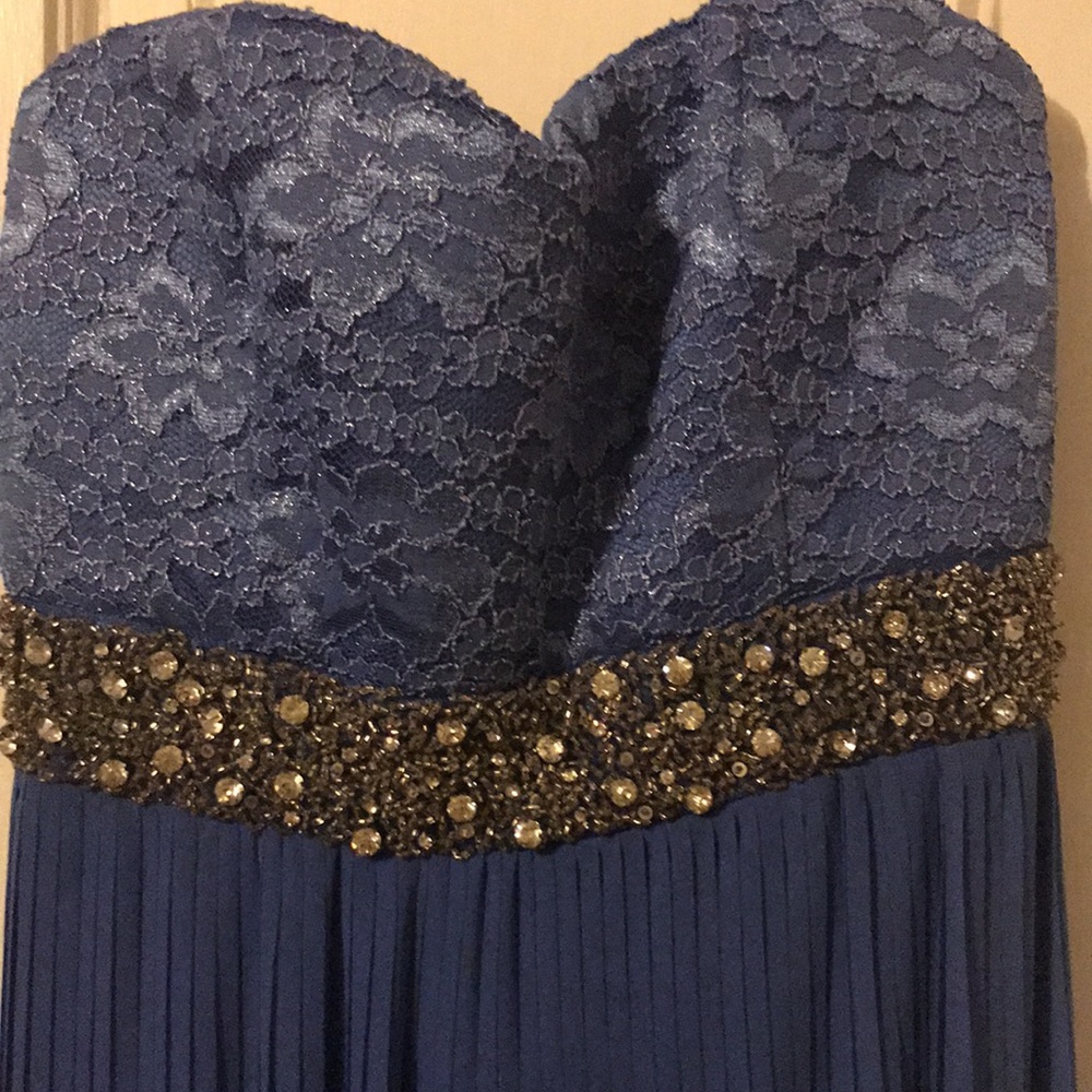 Blue Lace and Chiffon Sequined Formal Dress NWT
